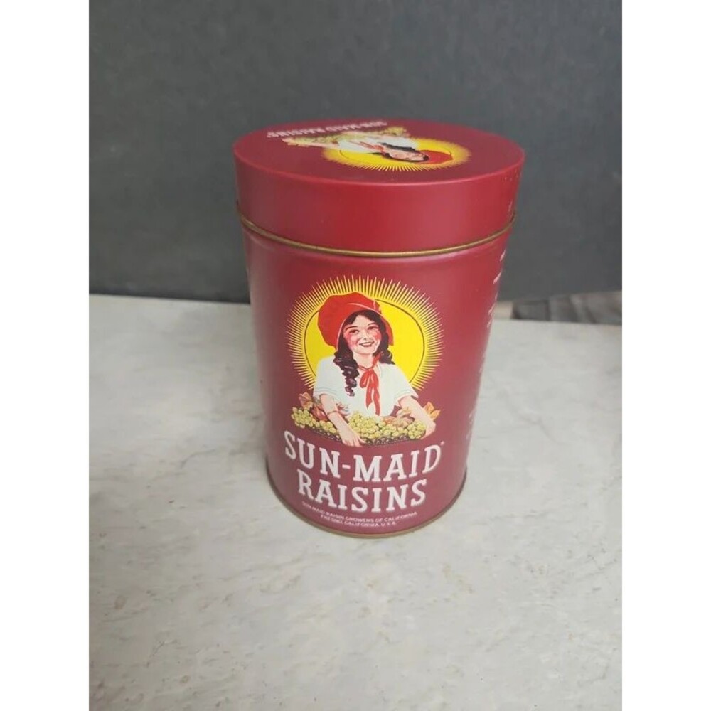 1987 sun-maid rasin collectors tin